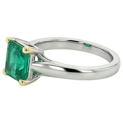 Natural Real ( Not Lab Grown ) 3 Ct Green Emerald GIA Solitaire Ring