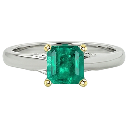Natural Real ( Not Lab Grown ) 3 Ct Green Emerald GIA Solitaire Ring