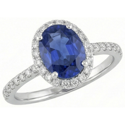 3 Ct Oval Sri Lankan Sapphire Natural Earth Mined Diamond Ring Solid Gold 14K