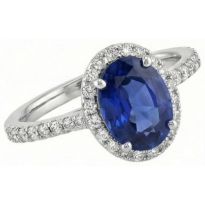 3 Ct Oval Sri Lankan Sapphire Natural Earth Mined Diamond Ring Solid Gold 14K