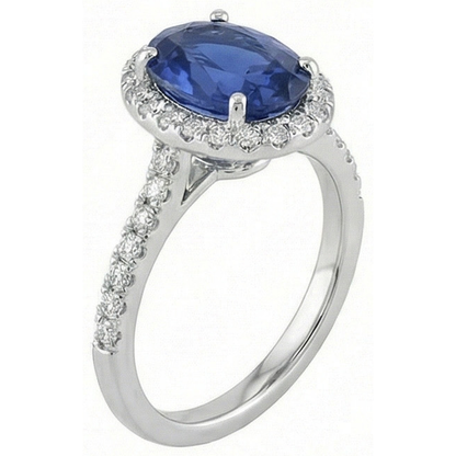 3 Ct Oval Sri Lankan Sapphire Natural Earth Mined Diamond Ring Solid Gold 14K