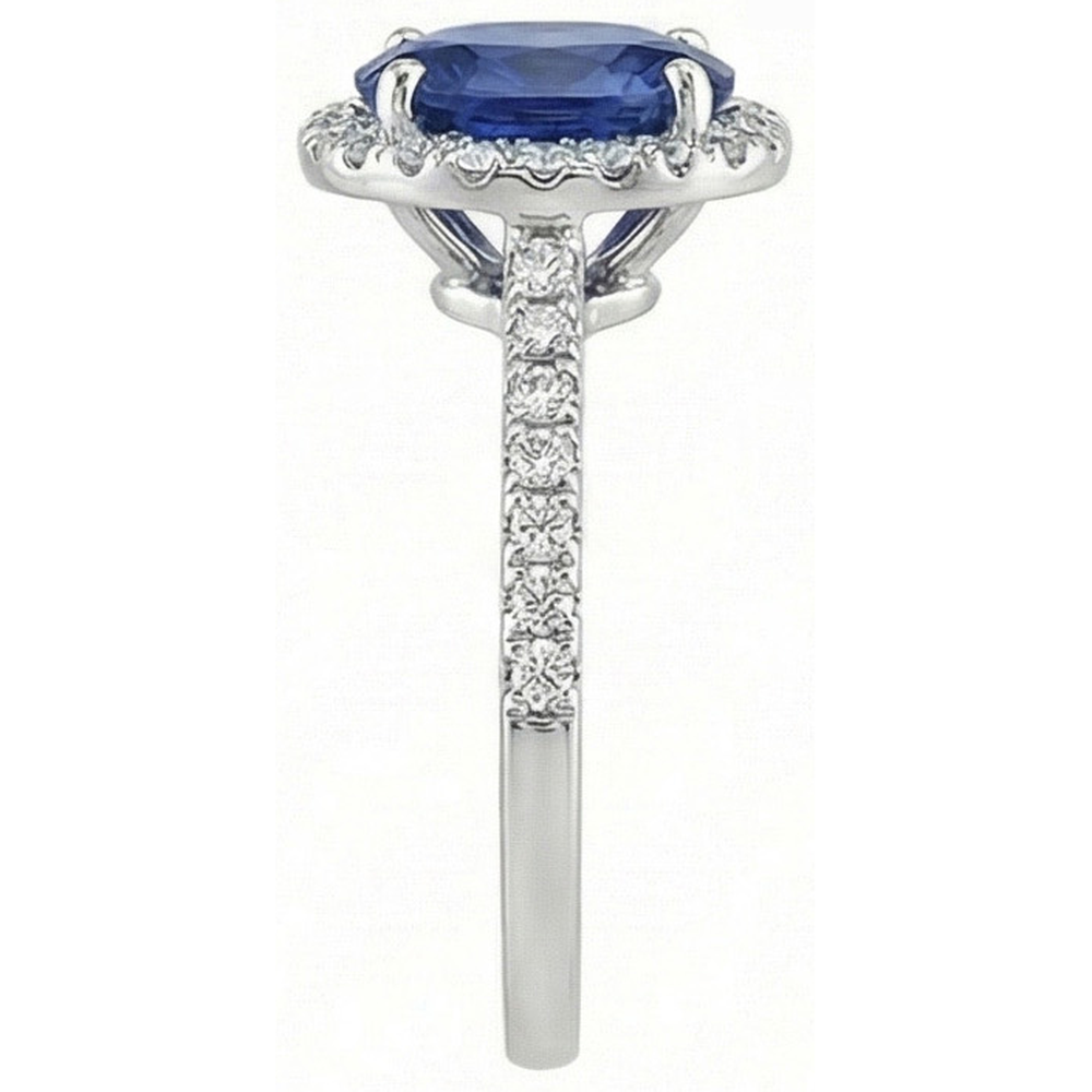 3 Ct Oval Sri Lankan Sapphire Natural Earth Mined Diamond Ring Solid Gold 14K