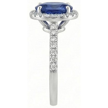 3 Ct Oval Sri Lankan Sapphire Natural Earth Mined Diamond Ring Solid Gold 14K