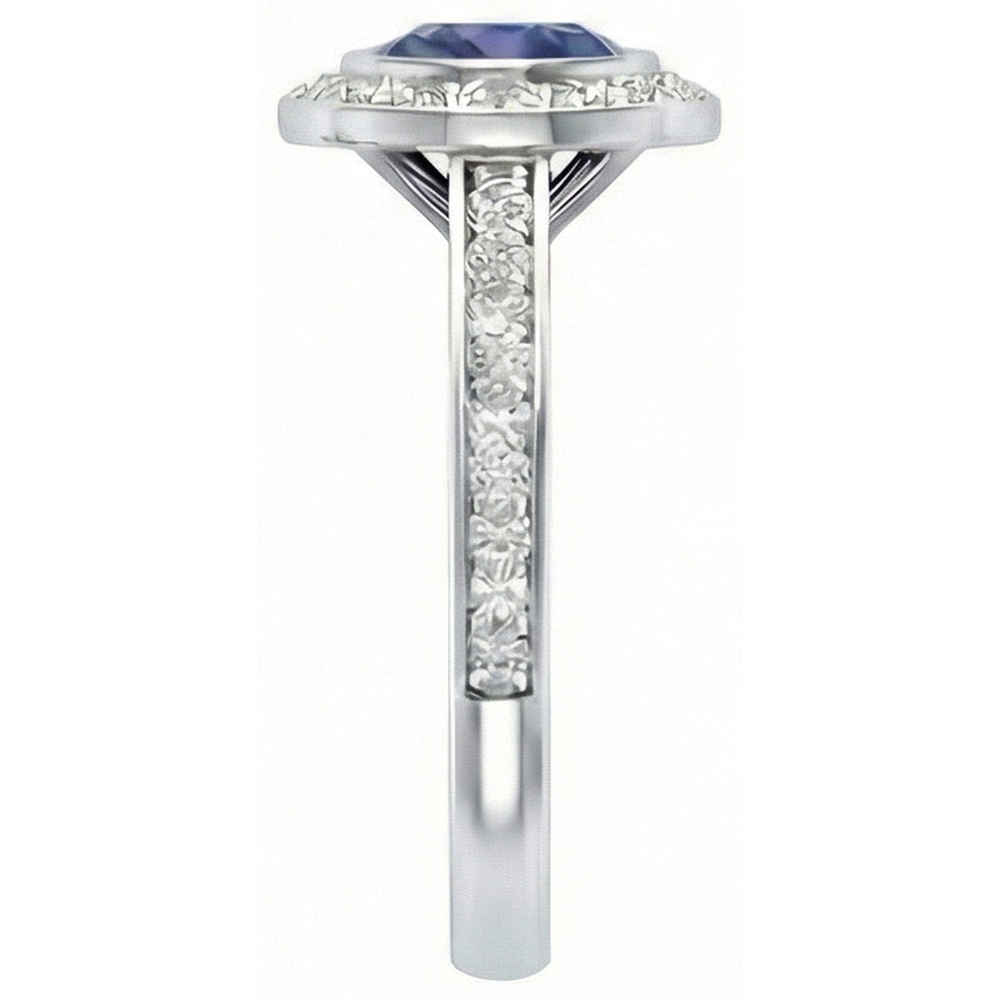 3 Ct Round Cut Ceylon Sapphire Natural Earth Mined Diamonds Ring White Gold 14K