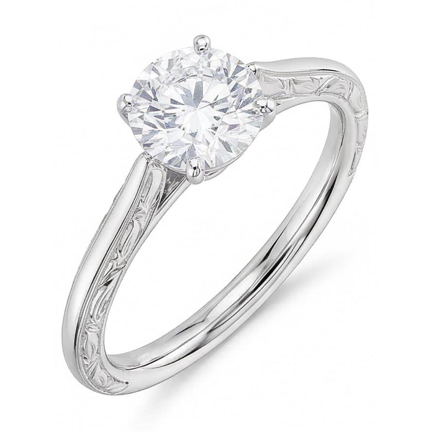 3 Ct Round Cut Solitaire Genuine Natural Earth Mined Diamond Antique Style Wedding Ring
