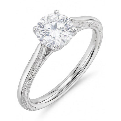3 Ct Round Cut Solitaire Genuine Natural Earth Mined Diamond Antique Style Wedding Ring