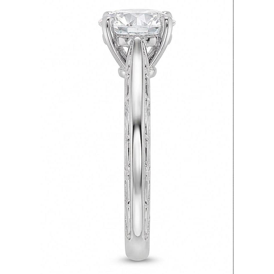 3 Ct Round Cut Solitaire Genuine Natural Earth Mined Diamond Antique Style Wedding Ring