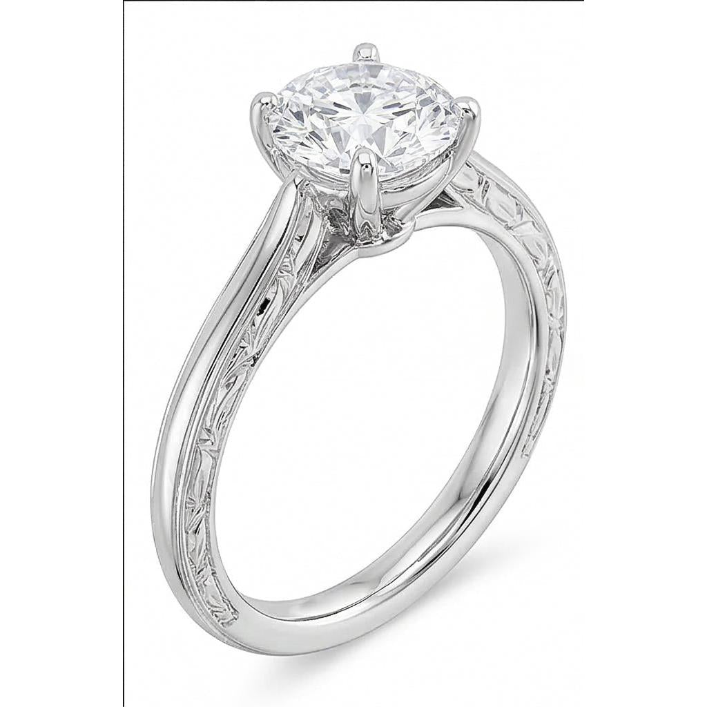 3 Ct Round Cut Solitaire Genuine Natural Earth Mined Diamond Antique Style Wedding Ring