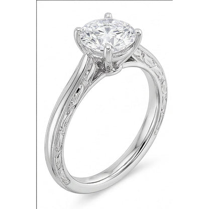 3 Ct Round Cut Solitaire Genuine Natural Earth Mined Diamond Antique Style Wedding Ring