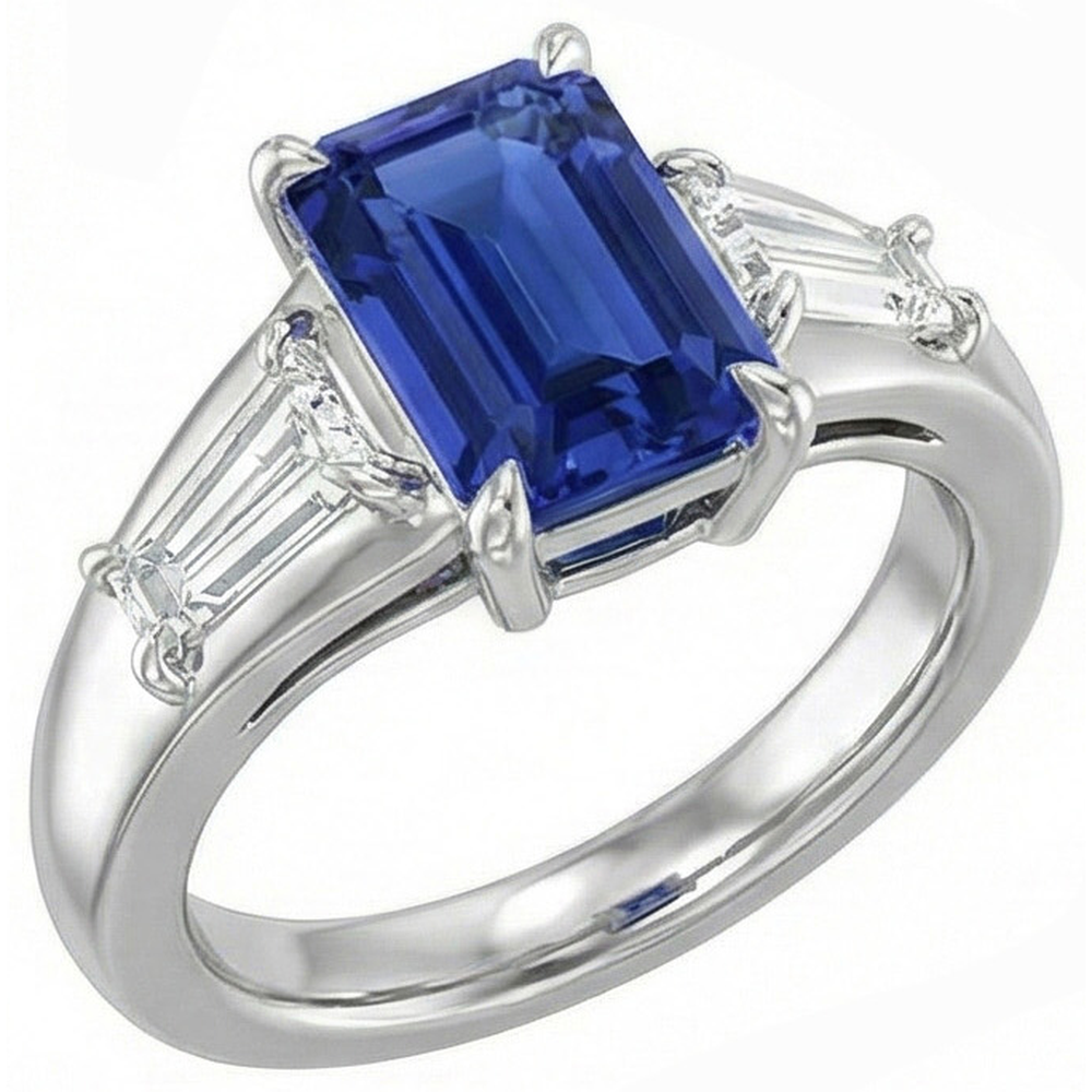 Natural Real ( Not Lab Grown )  3 Ct Sapphire Wedding Ring