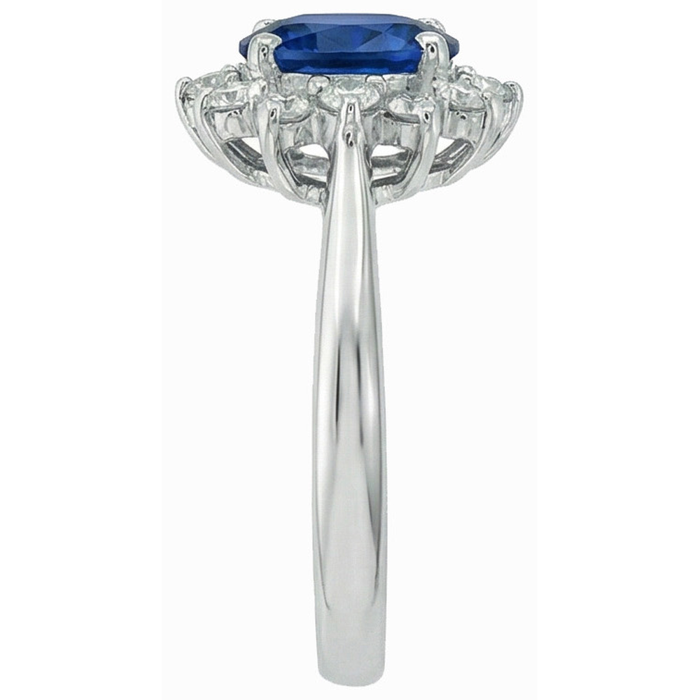 3 Ct Sri Lankan Sapphire With Natural Earth Mined Diamonds Ring White Gold 14K