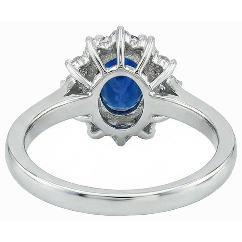 3 Ct Sri Lankan Sapphire With Natural Earth Mined Diamonds Ring White Gold 14K