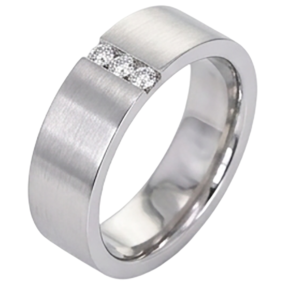 3 Diamonds Tension Set Anniversary Band Thick Shank 0.15 Carats