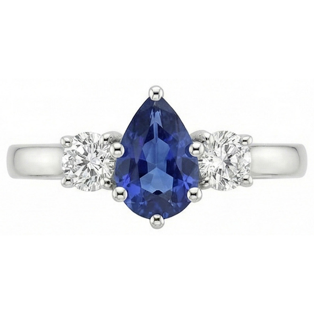 natural round sapphire 4.50ct ring close up detail