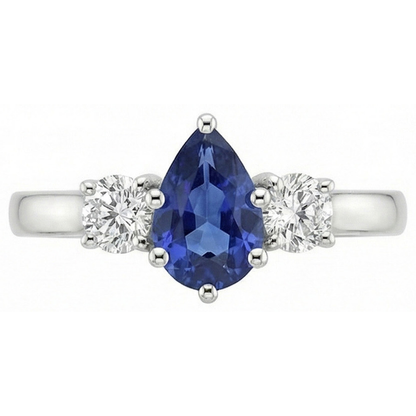 natural round sapphire 4.50ct ring close up detail