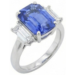 Natural Sapphire Ring 4ct - White Gold 14K