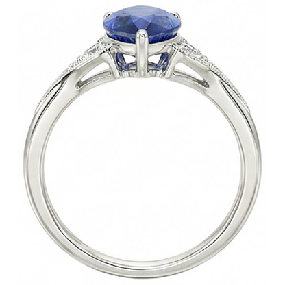 natural round sapphire 3.25ct ring profile view