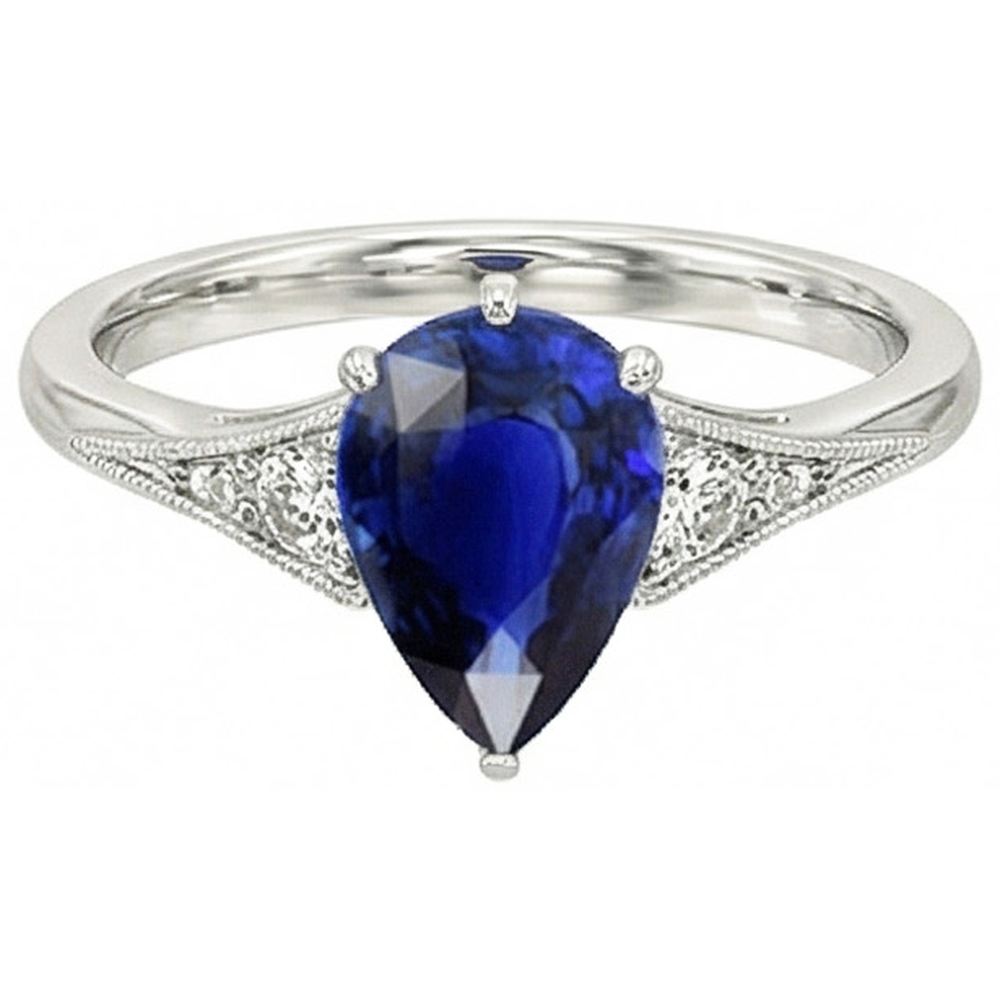 natural round sapphire 3.25ct ring side angle