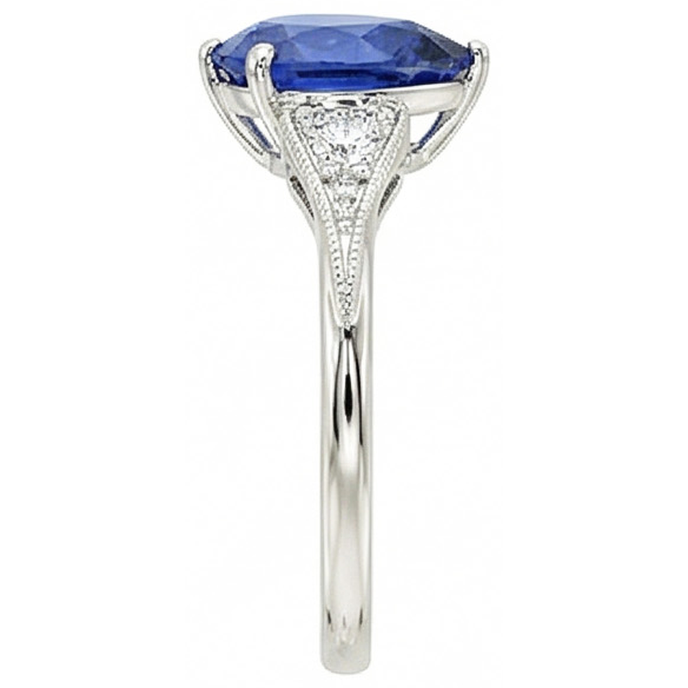 natural round sapphire 3.25ct ring top view