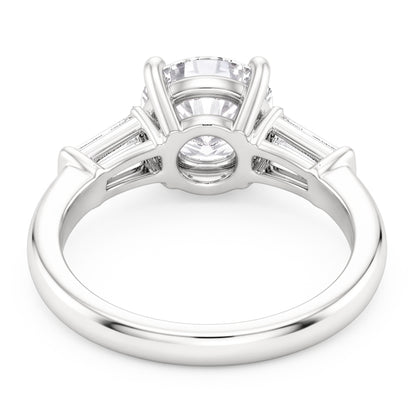 3 Stone Baguette & Round Old Mine Cut Natural Real Diamond ( Not Lab Grown ) Ring Gold 4 Carats