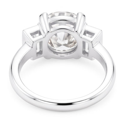 3 Stone Baguette & Round Old Miner Natural Real Diamond ( Not Lab Grown ) Ring 4.30 Carats 14K Gold