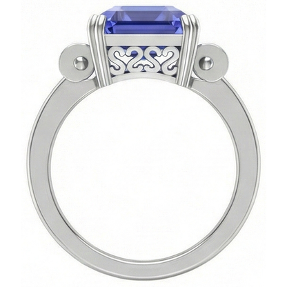 3 Stone Blue Sapphire Emerald Ring 3 Carats Bar Set Baguette Natural Earth Mined Diamonds