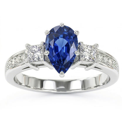 natural round sapphire 3.50ct ring front view