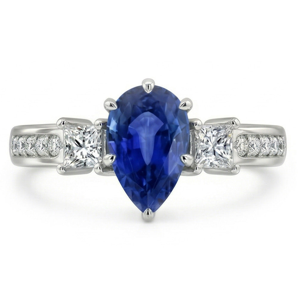 natural round sapphire 3.50ct ring side angle