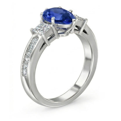 natural round sapphire 3.50ct ring close up detail