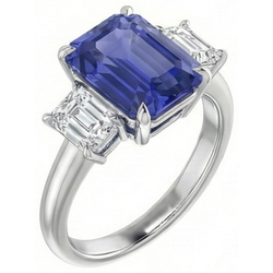 Natural Sapphire Ring 3ct - White Gold 14K