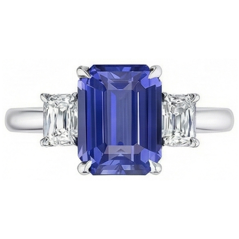 natural emerald sapphire 3ct ring close up detail