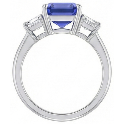 natural emerald sapphire 3ct ring profile view