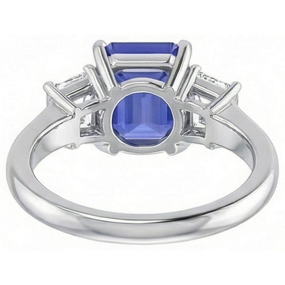 natural emerald sapphire 3ct ring on white background