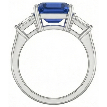 Natural Real ( Not Lab Grown )  3 Stone Cornflower Sapphire Ring