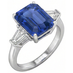 Natural Real ( Not Lab Grown )  3 Stone Cornflower Sapphire Ring
