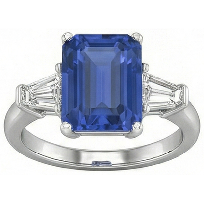 Natural Real ( Not Lab Grown )  3 Stone Cornflower Sapphire Ring
