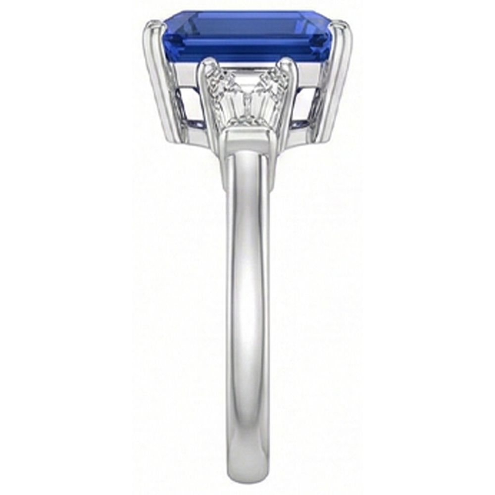 Natural Real ( Not Lab Grown )  3 Stone Cornflower Sapphire Ring