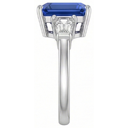 Natural Real ( Not Lab Grown )  3 Stone Cornflower Sapphire Ring