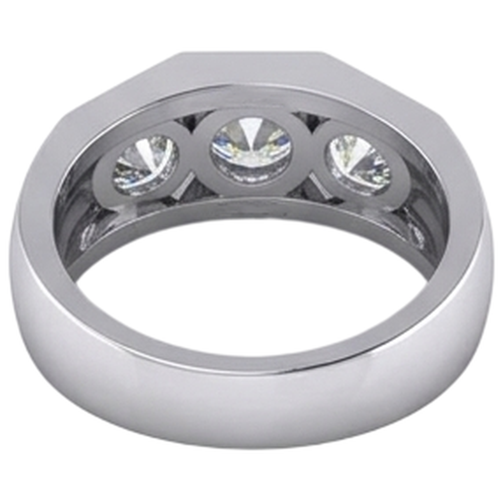 3 Stone Diamond Men's Ring Gold 2.50 Carats
