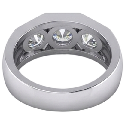 3 Stone Diamond Men's Ring Gold 2.50 Carats
