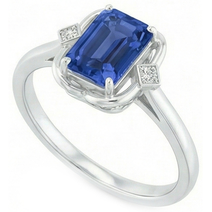 3 Stone Emerald Sapphire Ring Bezel Set Round Natural Earth Mined Diamonds 1.75 Carats