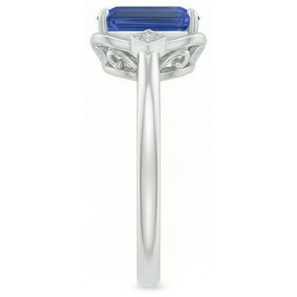 3 Stone Emerald Sapphire Ring Bezel Set Round Natural Earth Mined Diamonds 1.75 Carats