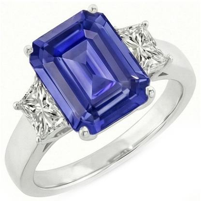 3 Stone Emerald Sapphire Ring & Radiant Natural Earth Mined Diamond Jewelry 2.75 Carats