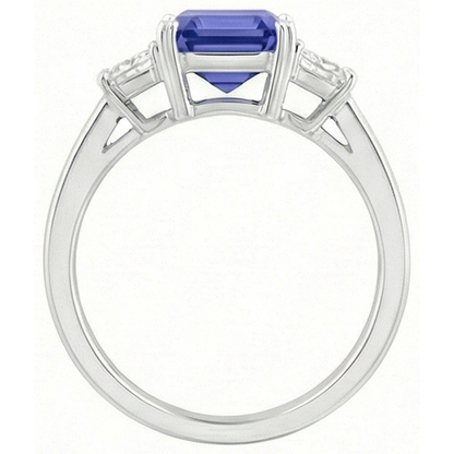 3 Stone Emerald Sapphire Ring & Radiant Natural Earth Mined Diamond Jewelry 2.75 Carats