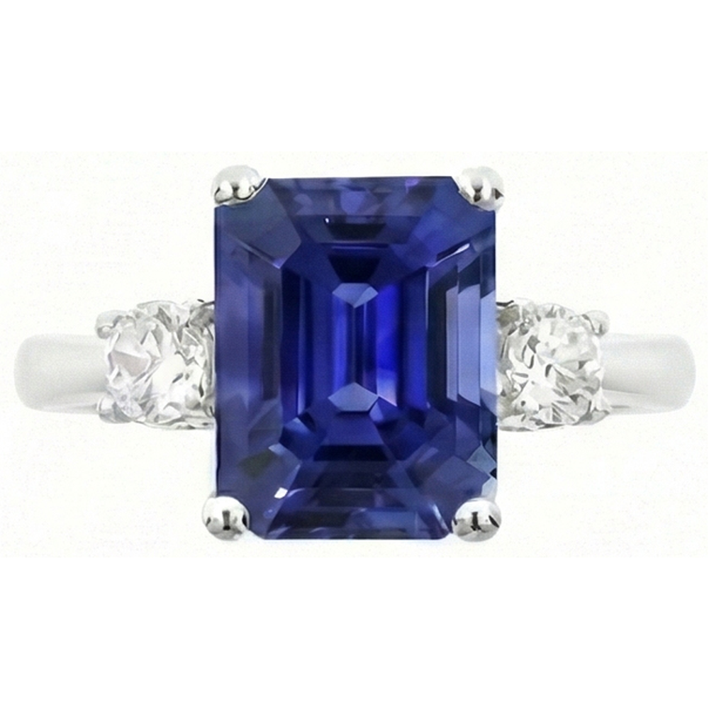 natural emerald sapphire 4.50ct ring close up detail