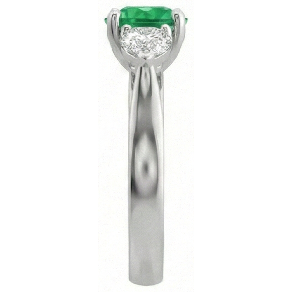 3 Stone Green Emerald GIA & Natural Earth Mined Diamonds 3 Carats Engagement Ring White Gold 14K