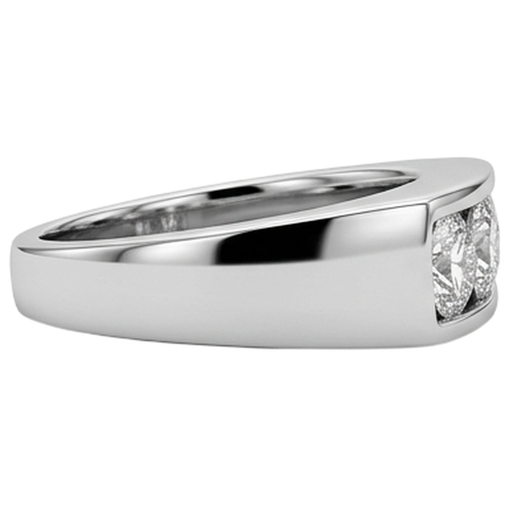 3 Stone Men Engagement Band 2.25 Carats Prong Set White Gold 10K Diamond