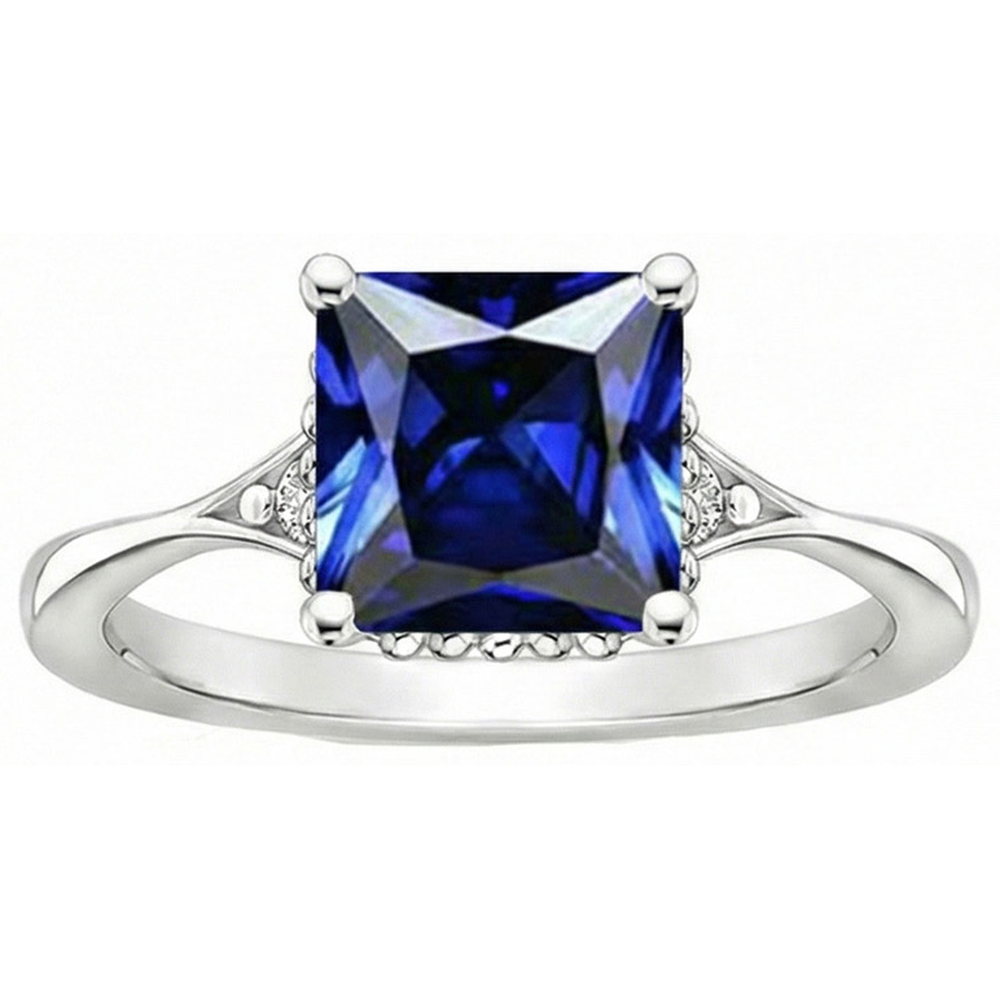 natural round sapphire 3.75ct ring top view