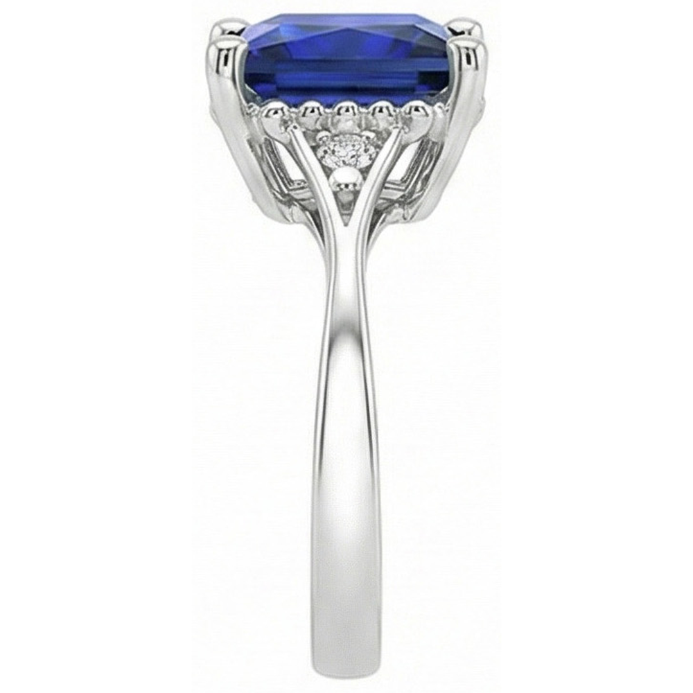 natural round sapphire 3.75ct ring profile view