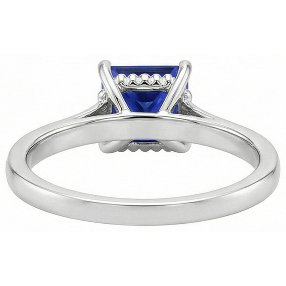 natural round sapphire 3.75ct ring on white background
